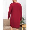 image:imageSWOMOG Mens Nightshirt Long Sleeve Nightgown Soft Loose Sleepwear Lightweight Nightwear Comfy Henley Sleep Shirt M3XLWine Red