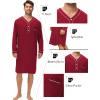 image:imageSWOMOG Mens Nightshirt Long Sleeve Nightgown Soft Loose Sleepwear Lightweight Nightwear Comfy Henley Sleep Shirt M3XLWine Red