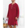 image:imageSWOMOG Mens Nightshirt Long Sleeve Nightgown Soft Loose Sleepwear Lightweight Nightwear Comfy Henley Sleep Shirt M3XLWine Red