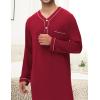 image:imageSWOMOG Mens Nightshirt Long Sleeve Nightgown Soft Loose Sleepwear Lightweight Nightwear Comfy Henley Sleep Shirt M3XLWine Red