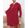 image:imageSWOMOG Mens Nightshirt Long Sleeve Nightgown Soft Loose Sleepwear Lightweight Nightwear Comfy Henley Sleep Shirt M3XLWine Red