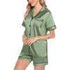 image:imageSWOMOG Satin Matching Pajamas Sets Couple Silk Button Down Nightwear Women amp Men Short Sleeve Sleepwear 2 Pieces Loungewear
