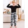 image:imageSWOMOG Unisex Kids Plaid Pajama pants for Boys amp Girls Comfy Sleepwear Bottoms Lounge Jogger PJ Pants with PocketsBlack  White