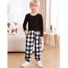 image:imageSWOMOG Unisex Kids Plaid Pajama pants for Boys amp Girls Comfy Sleepwear Bottoms Lounge Jogger PJ Pants with PocketsBlack  White