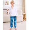 image:imageSWOMOG Unisex Kids Plaid Pajama pants for Boys amp Girls Comfy Sleepwear Bottoms Lounge Jogger PJ Pants with PocketsCyan Blue
