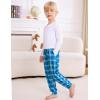 image:imageSWOMOG Unisex Kids Plaid Pajama pants for Boys amp Girls Comfy Sleepwear Bottoms Lounge Jogger PJ Pants with PocketsCyan Blue