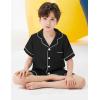 image:imageSWOMOG Unisex Kids Silk Satin Pajamas Sets Girls Boys Pjs Set ButtonDown Sleepwear Short Sleeve Nightwear 2 Piece