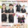 image:imageSWOMOG Unisex Kids Silk Satin Pajamas Sets Girls Boys Pjs Set ButtonDown Sleepwear Short Sleeve Nightwear 2 Piece