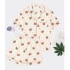 image:imageSWOMOG Women 2 Piece Pajamas Sets Short Sleeve Pj Sets Cute Printed Sleepwear Button Down Shirt with Lounge Shorts SetBear Beige