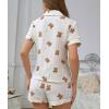image:imageSWOMOG Women 2 Piece Pajamas Sets Short Sleeve Pj Sets Cute Printed Sleepwear Button Down Shirt with Lounge Shorts SetBear Beige
