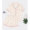 image:imageSWOMOG Women 2 Piece Pajamas Sets Short Sleeve Pj Sets Cute Printed Sleepwear Button Down Shirt with Lounge Shorts SetBeige Cherry