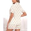 image:imageSWOMOG Women 2 Piece Pajamas Sets Short Sleeve Pj Sets Cute Printed Sleepwear Button Down Shirt with Lounge Shorts SetBeige Cherry