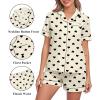 image:imageSWOMOG Women 2 Piece Pajamas Sets Short Sleeve Pj Sets Cute Printed Sleepwear Button Down Shirt with Lounge Shorts SetBeige Heart