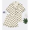 image:imageSWOMOG Women 2 Piece Pajamas Sets Short Sleeve Pj Sets Cute Printed Sleepwear Button Down Shirt with Lounge Shorts SetBeige Heart