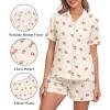 image:imageSWOMOG Women 2 Piece Pajamas Sets Short Sleeve Pj Sets Cute Printed Sleepwear Button Down Shirt with Lounge Shorts SetBeige Strawberry