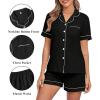 image:imageSWOMOG Women 2 Piece Pajamas Sets Short Sleeve Pj Sets Cute Printed Sleepwear Button Down Shirt with Lounge Shorts SetBlack