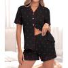 image:imageSWOMOG Women 2 Piece Pajamas Sets Short Sleeve Pj Sets Cute Printed Sleepwear Button Down Shirt with Lounge Shorts SetCherry Black