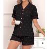 image:imageSWOMOG Women 2 Piece Pajamas Sets Short Sleeve Pj Sets Cute Printed Sleepwear Button Down Shirt with Lounge Shorts SetCherry Black