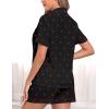 image:imageSWOMOG Women 2 Piece Pajamas Sets Short Sleeve Pj Sets Cute Printed Sleepwear Button Down Shirt with Lounge Shorts SetCherry Black