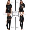 image:imageSWOMOG Women 4Pcs Silk Pajamas Set Button Down Sleepwear Loungewear Pj Sets for Ladies NightwearBlack