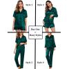 image:imageSWOMOG Women 4Pcs Silk Pajamas Set Button Down Sleepwear Loungewear Pj Sets for Ladies NightwearDeep Green