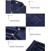 image:imageSWOMOG Women 4Pcs Silk Pajamas Set Button Down Sleepwear Loungewear Pj Sets for Ladies NightwearDeep Navy Blue