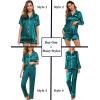 image:imageSWOMOG Women 4Pcs Silk Pajamas Set Button Down Sleepwear Loungewear Pj Sets for Ladies NightwearGreen