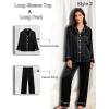 image:imageSWOMOG Women 4Pcs Silk Pajamas Set Button Down Sleepwear Loungewear Pj Sets for Ladies NightwearZ Double Piping  Black