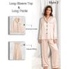 image:imageSWOMOG Women 4Pcs Silk Pajamas Set Button Down Sleepwear Loungewear Pj Sets for Ladies NightwearZ Double Piping  Champagne