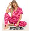 image:imageSWOMOG Women Pajama Sets TwoPiece Nightwear Short Sleeve Sleepwear Button Down Pj Lounge Sets with Long PantsZsolid Rose Flower