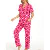 image:imageSWOMOG Women Pajama Sets TwoPiece Nightwear Short Sleeve Sleepwear Button Down Pj Lounge Sets with Long PantsZsolid Rose Flower