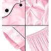 image:imageSWOMOG Women Plus Size Pajama Set Button Down Pjs 3pcs Silk Satin Sleepwear Loose Shorts Sleeve Loungewear 18W26WPink