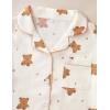 image:imageSWOMOG Womens 2 Piece Pajama Sets Shorts Sleeve Pajamas Cute Pj Set Lounge Matching Pjs Button Shirt with Long PantsBeige Bear