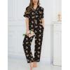 image:imageSWOMOG Womens 2 Piece Pajama Sets Shorts Sleeve Pajamas Cute Pj Set Lounge Matching Pjs Button Shirt with Long PantsBlack Brown Bear
