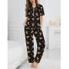 image:imageSWOMOG Womens 2 Piece Pajama Sets Shorts Sleeve Pajamas Cute Pj Set Lounge Matching Pjs Button Shirt with Long PantsBlack Brown Bear