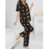 image:imageSWOMOG Womens 2 Piece Pajama Sets Shorts Sleeve Pajamas Cute Pj Set Lounge Matching Pjs Button Shirt with Long PantsBlack Brown Bear