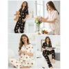 image:imageSWOMOG Womens 2 Piece Pajama Sets Shorts Sleeve Pajamas Cute Pj Set Lounge Matching Pjs Button Shirt with Long PantsBlack Brown Bear