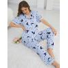 image:imageSWOMOG Womens 2 Piece Pajama Sets Shorts Sleeve Pajamas Cute Pj Set Lounge Matching Pjs Button Shirt with Long PantsBlue Butterfly