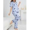 image:imageSWOMOG Womens 2 Piece Pajama Sets Shorts Sleeve Pajamas Cute Pj Set Lounge Matching Pjs Button Shirt with Long PantsBlue Butterfly