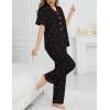 image:imageSWOMOG Womens 2 Piece Pajama Sets Shorts Sleeve Pajamas Cute Pj Set Lounge Matching Pjs Button Shirt with Long PantsCherry Black