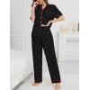 image:imageSWOMOG Womens 2 Piece Pajama Sets Shorts Sleeve Pajamas Cute Pj Set Lounge Matching Pjs Button Shirt with Long PantsCherry Black