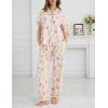 image:imageSWOMOG Womens 2 Piece Pajama Sets Shorts Sleeve Pajamas Cute Pj Set Lounge Matching Pjs Button Shirt with Long PantsPink Purple Flower