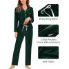 image:imageSWOMOG Womens 3pcs Button Down Pajamas Set Short Sleeve Sleepwear Bride Pj Lounge Set with Long PantsLong Sleeve Green