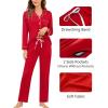 image:imageSWOMOG Womens 3pcs Button Down Pajamas Set Short Sleeve Sleepwear Bride Pj Lounge Set with Long PantsLong Sleeve Red