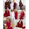 image:imageSWOMOG Womens 3pcs Button Down Pajamas Set Short Sleeve Sleepwear Bride Pj Lounge Set with Long PantsLong Sleeve Red