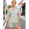 image:imageSWOMOG Womens Pajama Sets Cute Ruffle Matching PJs Sleepwear Button Down Short Sleeve Loungewear 2 Piece PJ Set Green Flower Large