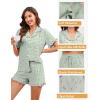 image:imageSWOMOG Womens Pajama Sets Cute Ruffle Matching PJs Sleepwear Button Down Short Sleeve Loungewear 2 Piece PJ Set Green Flower Large