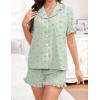 image:imageSWOMOG Womens Pajama Sets Cute Ruffle Matching PJs Sleepwear Button Down Short Sleeve Loungewear 2 Piece PJ Set Green Flower Large