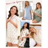 image:imageSWOMOG Womens Pajama Sets Cute Ruffle Matching PJs Sleepwear Button Down Short Sleeve Loungewear 2 Piece PJ Set Green Flower Large