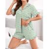 image:imageSWOMOG Womens Pajama Sets Cute Ruffle Matching PJs Sleepwear Button Down Short Sleeve Loungewear 2 Piece PJ Set Green Flower Large